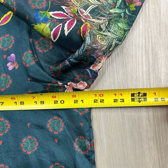 Johnny Was Women's Sami Silk Printed Pintuck Top Size M Medium Geometric Floral - Picture 7 of 10